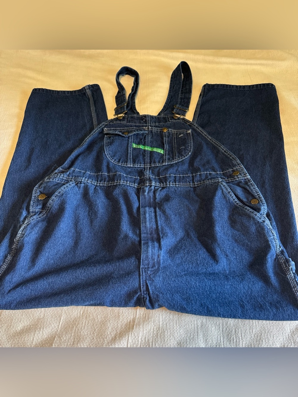 KEY Imperial Denim Bib Overalls Men’s Sz 44x32 Dark Wash Workwear Made in Mexico
